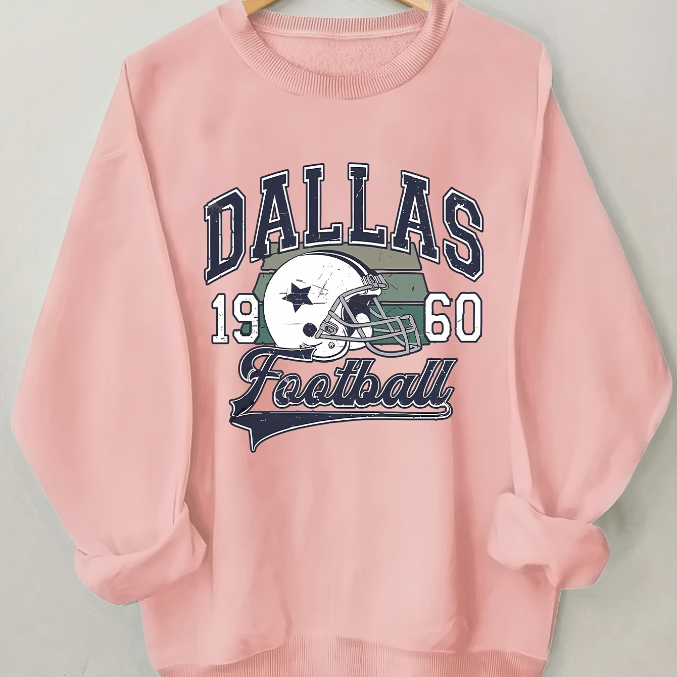 

Women's Dallas Football Sweatshirt, Crew Neck Casual Pullover For Fall & Spring, Polyester Knit, Cartoon Design, Fashion Hoodie