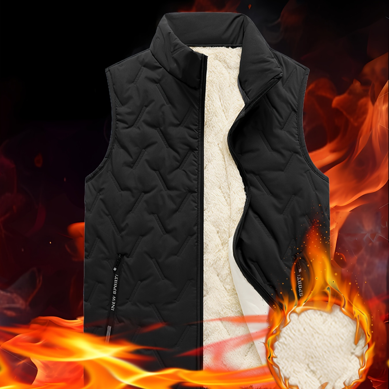 

Fleece-lined - Sleeveless, Stand , For Fall/