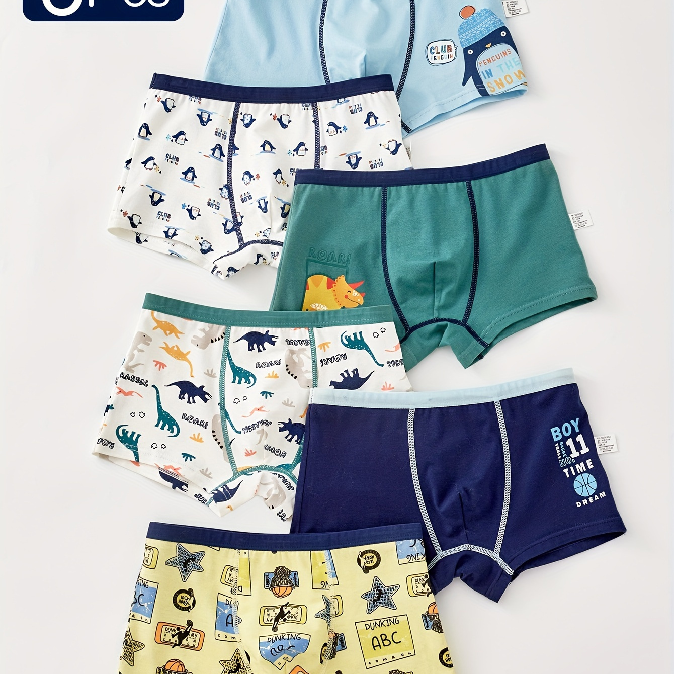 

6-pack Cotton Boys' Boxer Briefs With Cute Cartoon Patterns - Comfortable Stretch Fit, Knit Fabric, Spandex Blend, Regular Fit Type For Kids 12 And Under - All-season Underwear Shorts[gx]