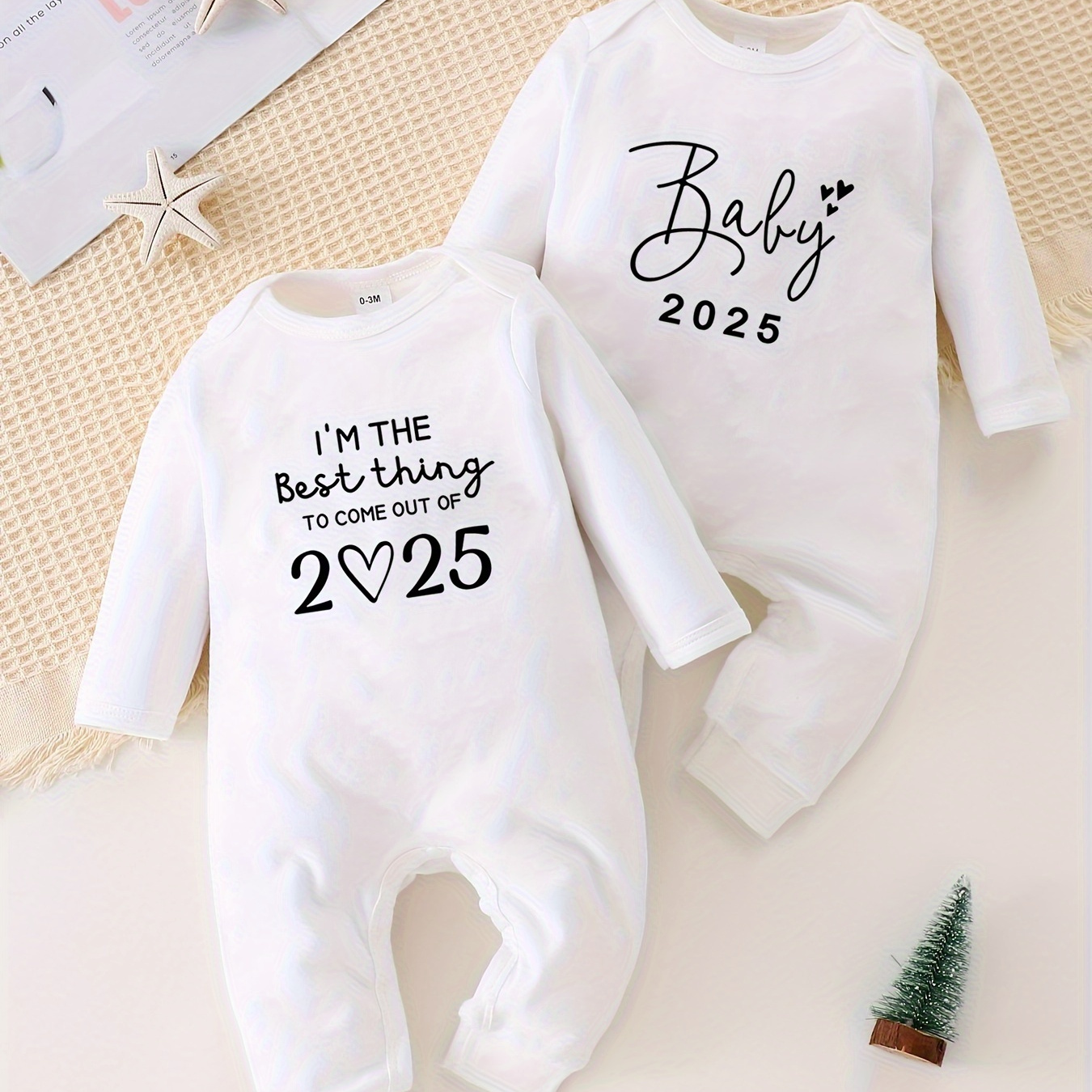 

Teeuiear 2pcs - ' 2025' Letter , Long Rompers For Boys & , Washable, For