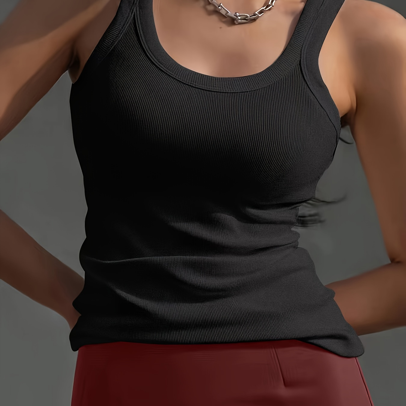 

Solid Color Crew Neck Tank Top, Casual Sleeveless Tank Top For Summer, Women's Clothing