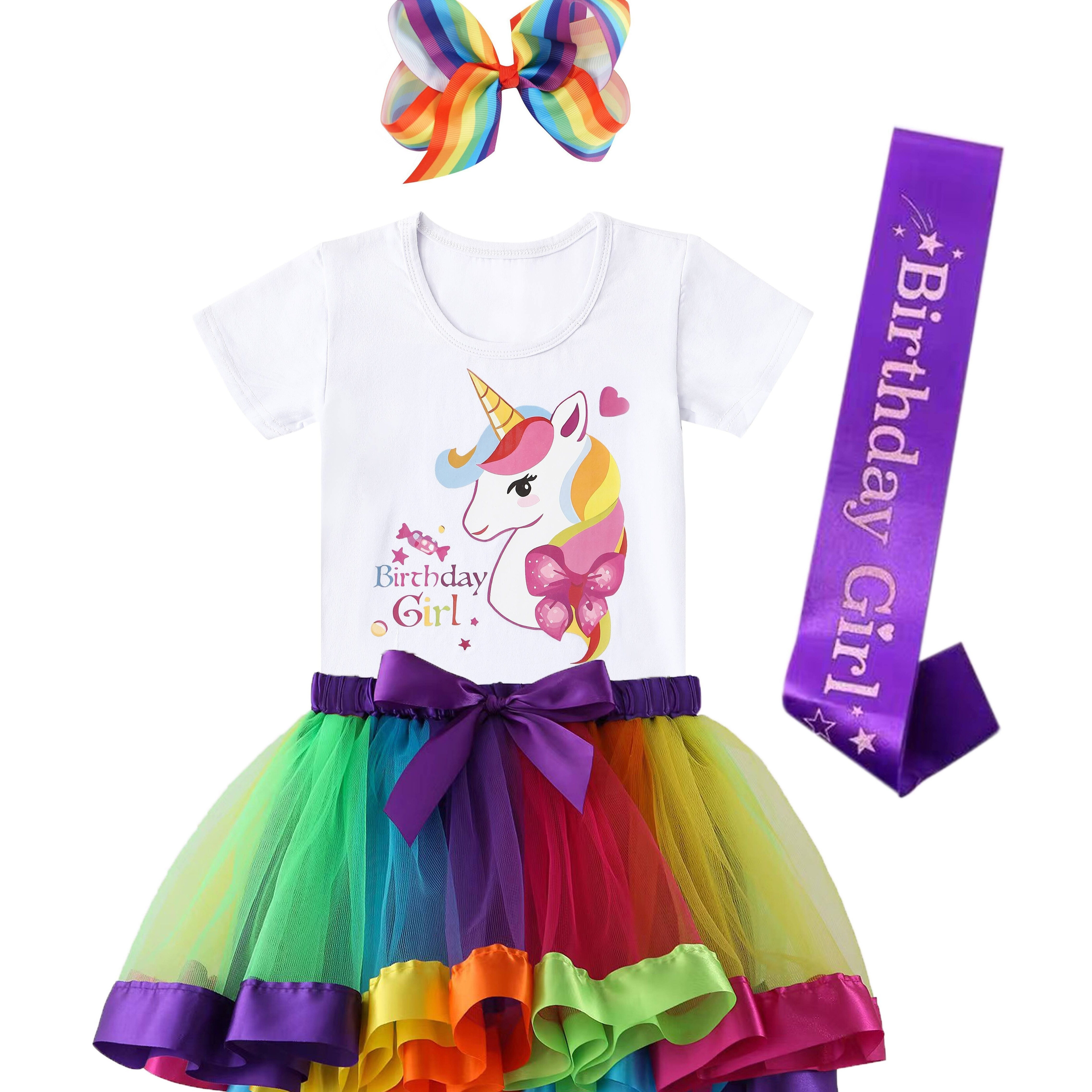 Girls Cute Unicorn Crown Stars Bow Graphic Athletic Workout - Temu