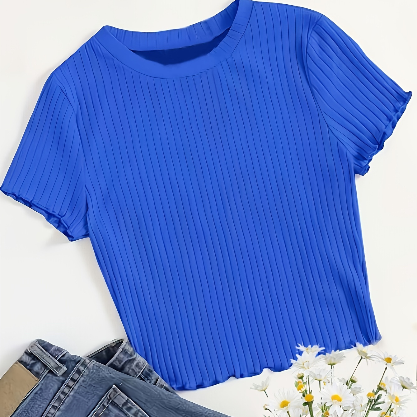 

Solid Color Crew Neck T-shirt, Casual Short Sleeve Top For Spring & Summer, Women's Clothing