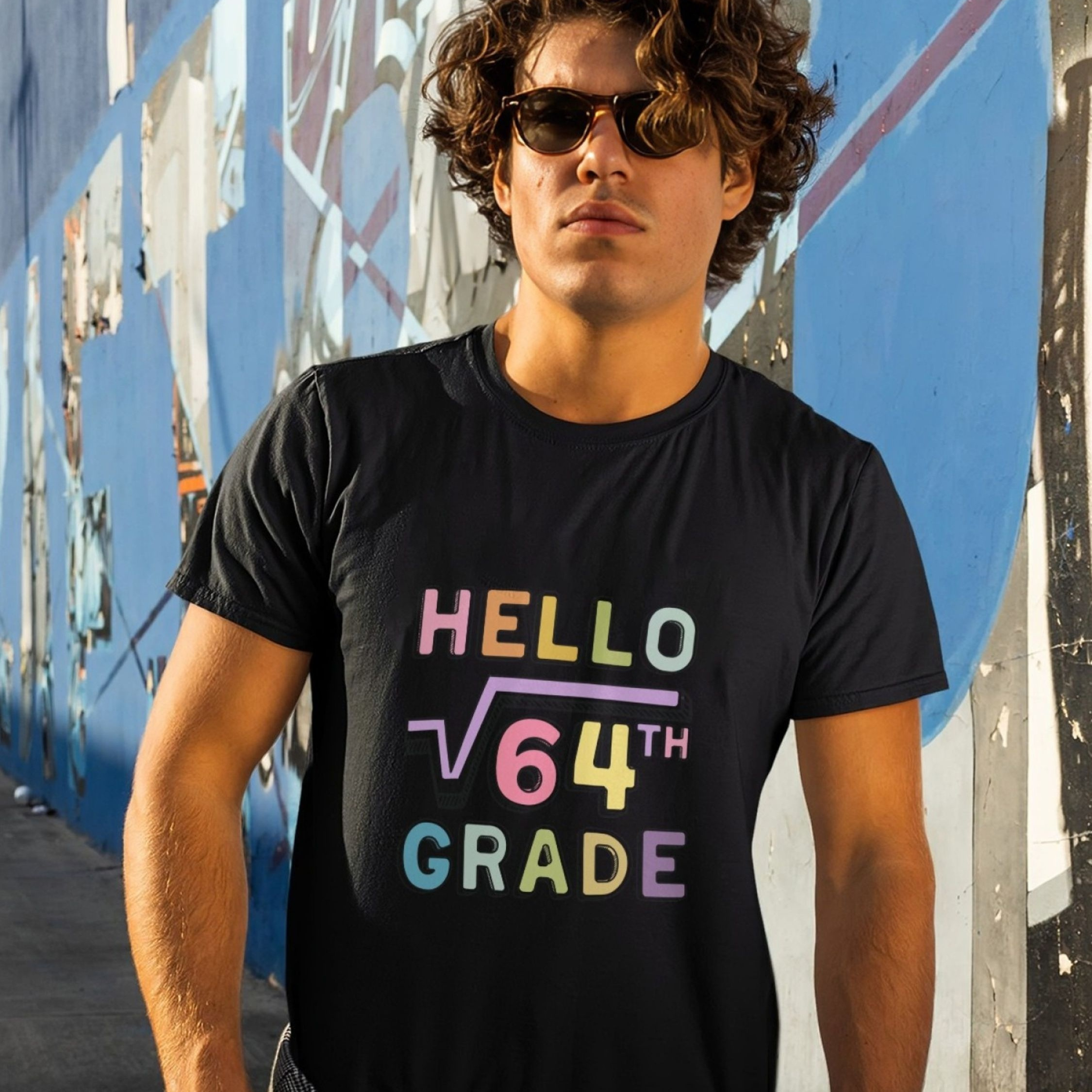 

Men's Short Sleeve T-shirt - Stylish Print, Comfortable And Breathable Fabric, Casual Sporty Design-hello 8th Grade Funny Of 64 Math