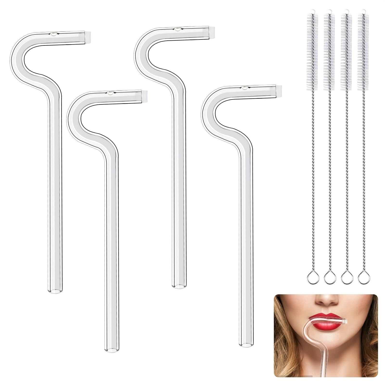  Anti Wrinkle Straw,Flute Style Design for Engaging, No Wrinkle  Straw，Say Goodbye to Wrinkles with Reusable Glass Drinking Lip Straw，Lips  Horizontally for a Smooth Sip: Home & Kitchen