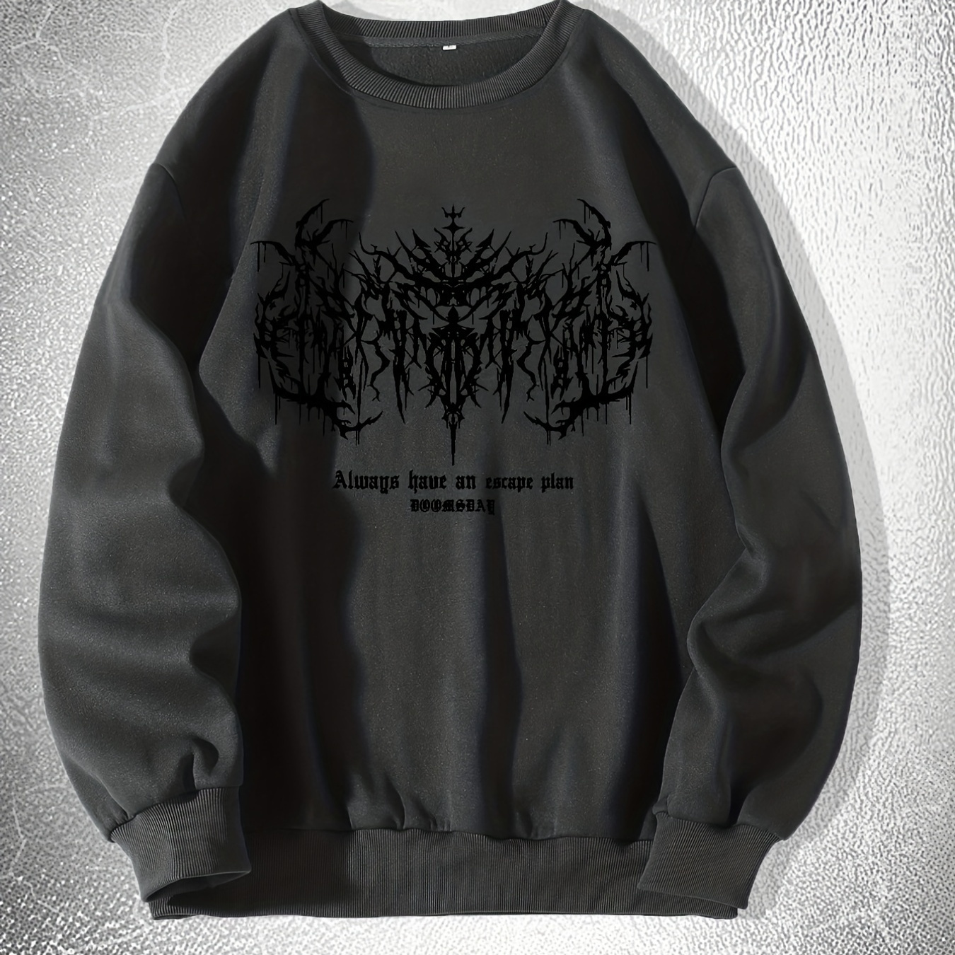 

Y2k Skeleton & Thorns Print Sweatshirt, Men's Casual Graphic Design Stretch Crew Neck Pullover Sweatshirt For Spring Fall
