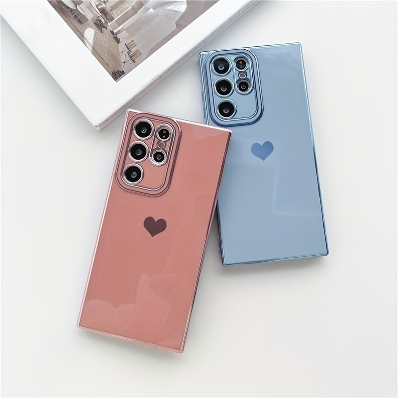 Case For Samsung Galaxy S22 Ultra Plating TPU Plush Love Heart