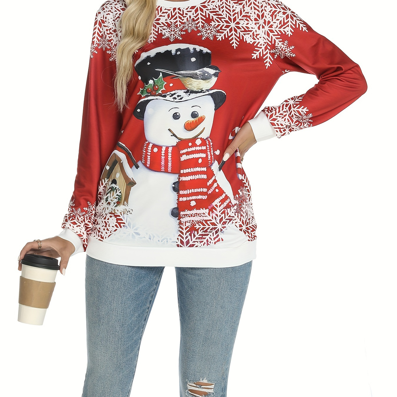 HUIFUAO Fair Isle trui voor dames, grote maat Vintage Kersttruien