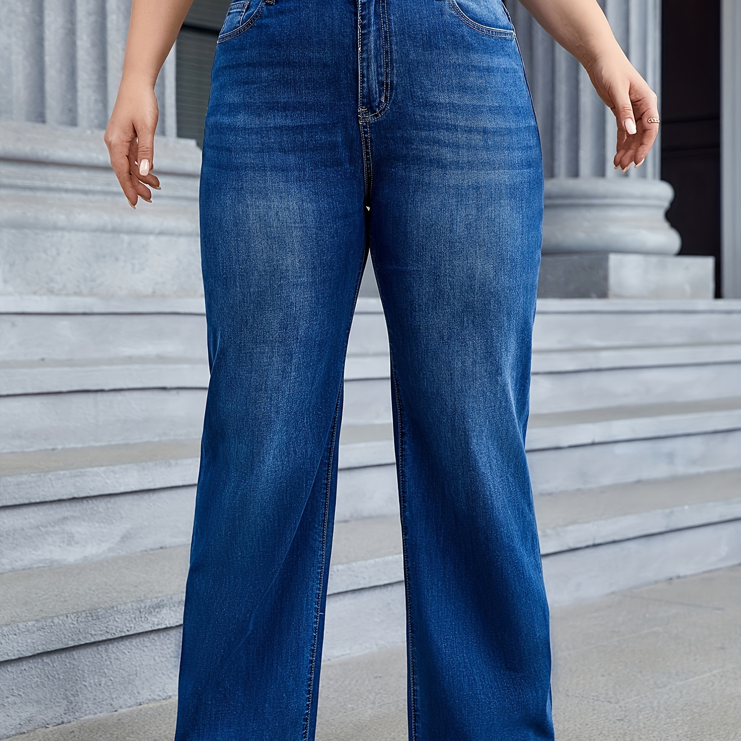 

Plus Size Wide Leg Jeans For Women High Waist High Stretchy Denim Jeans Pants For Women Full Length Denim Jeans Pants