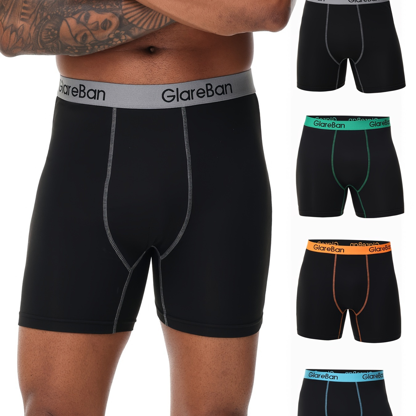 

4pcs Men's Breathable Boxer Briefs - Comfortable, Soft Polyester Underwear With Elastane, Machine Washable