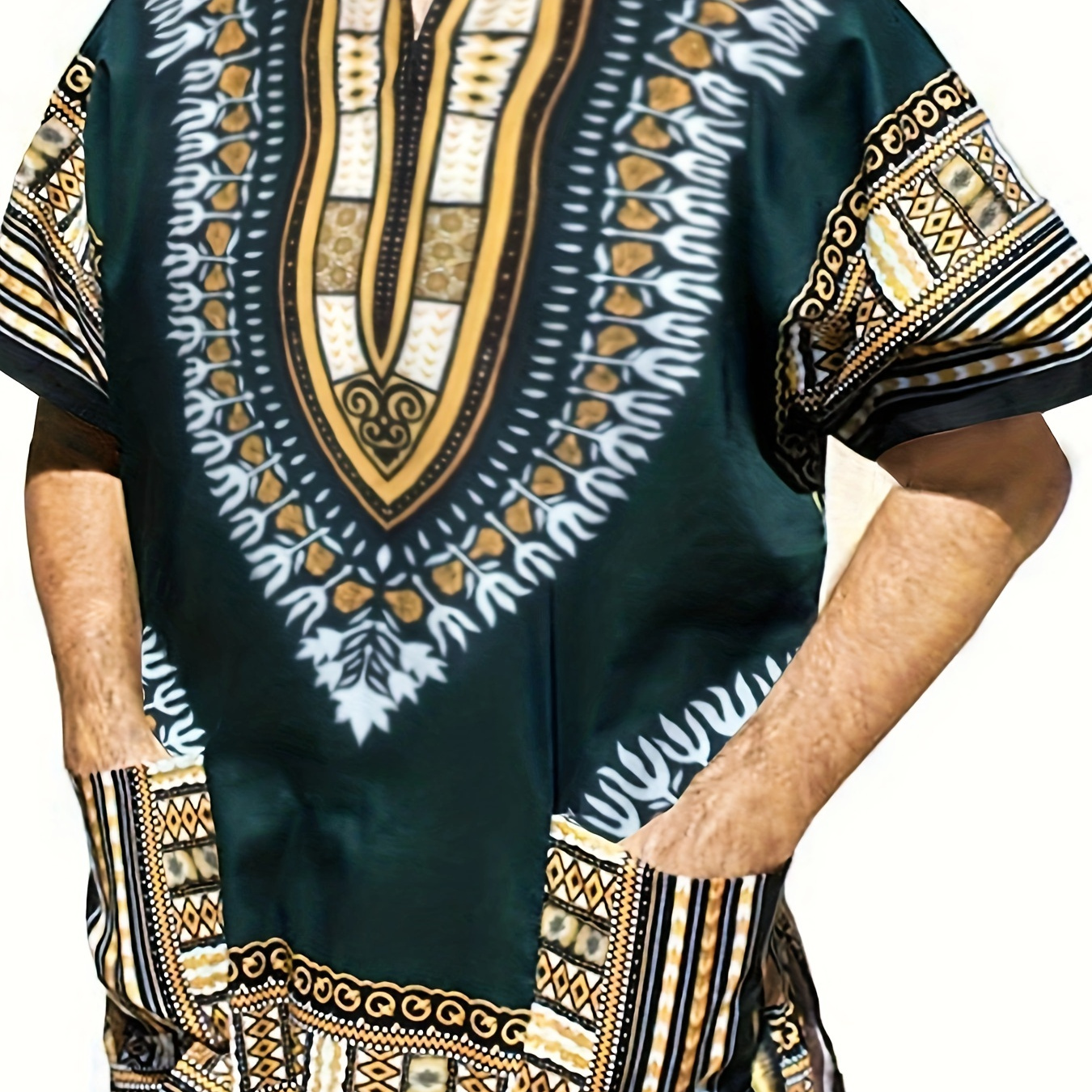 

Plus Size Men's Ethnic Style Pattern Print T-shirt For Summer, Casual Fashion Short Sleeve Tees For Big & Tall Males