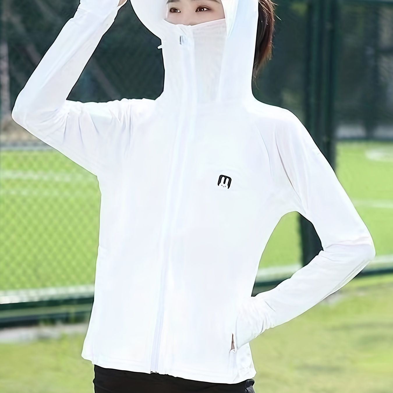 

Women's Cute Bunny Rabbit Uv Protection Jacket - Long Sleeve Face Cover Outdoor Shawl Hoodie Shirt
