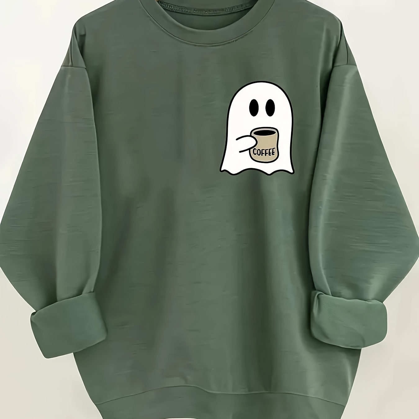 

Women's Plus Size Casual Sweatshirt With , Round Neck, Cartoon Graphic, Polyester Knit, Autumn/, Cozy Pullover Top