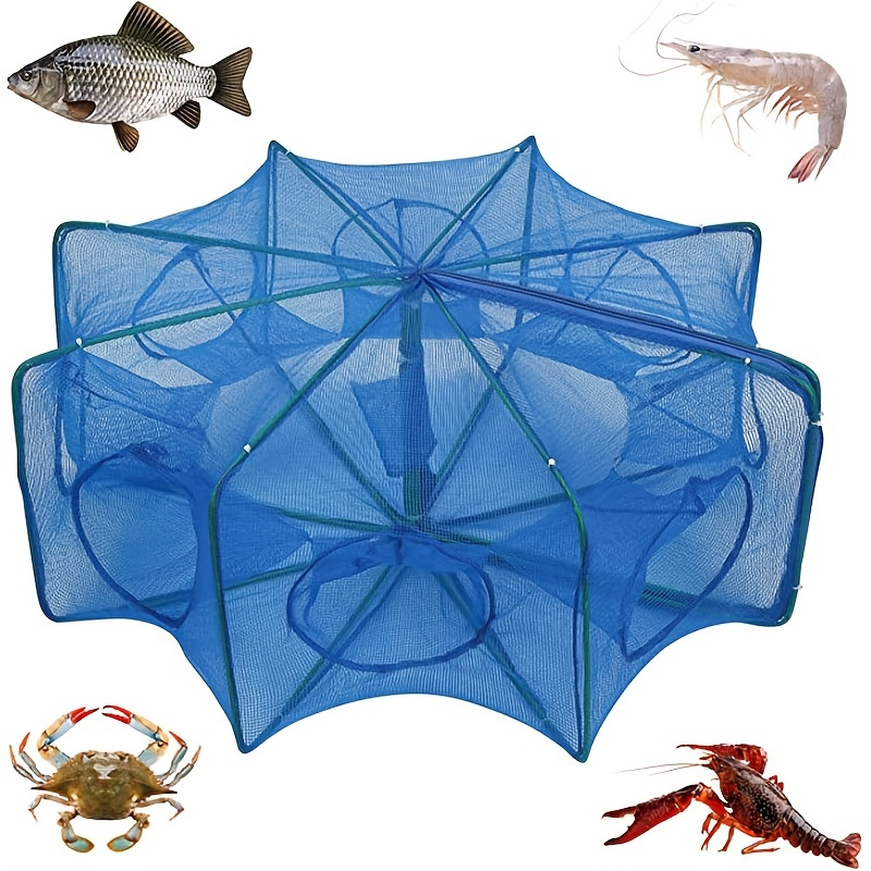 Catch More Fish with this Portable Foldable Nylon Mesh Fishing Net -  Perfect for Shrimp, Crab, and Lobster!