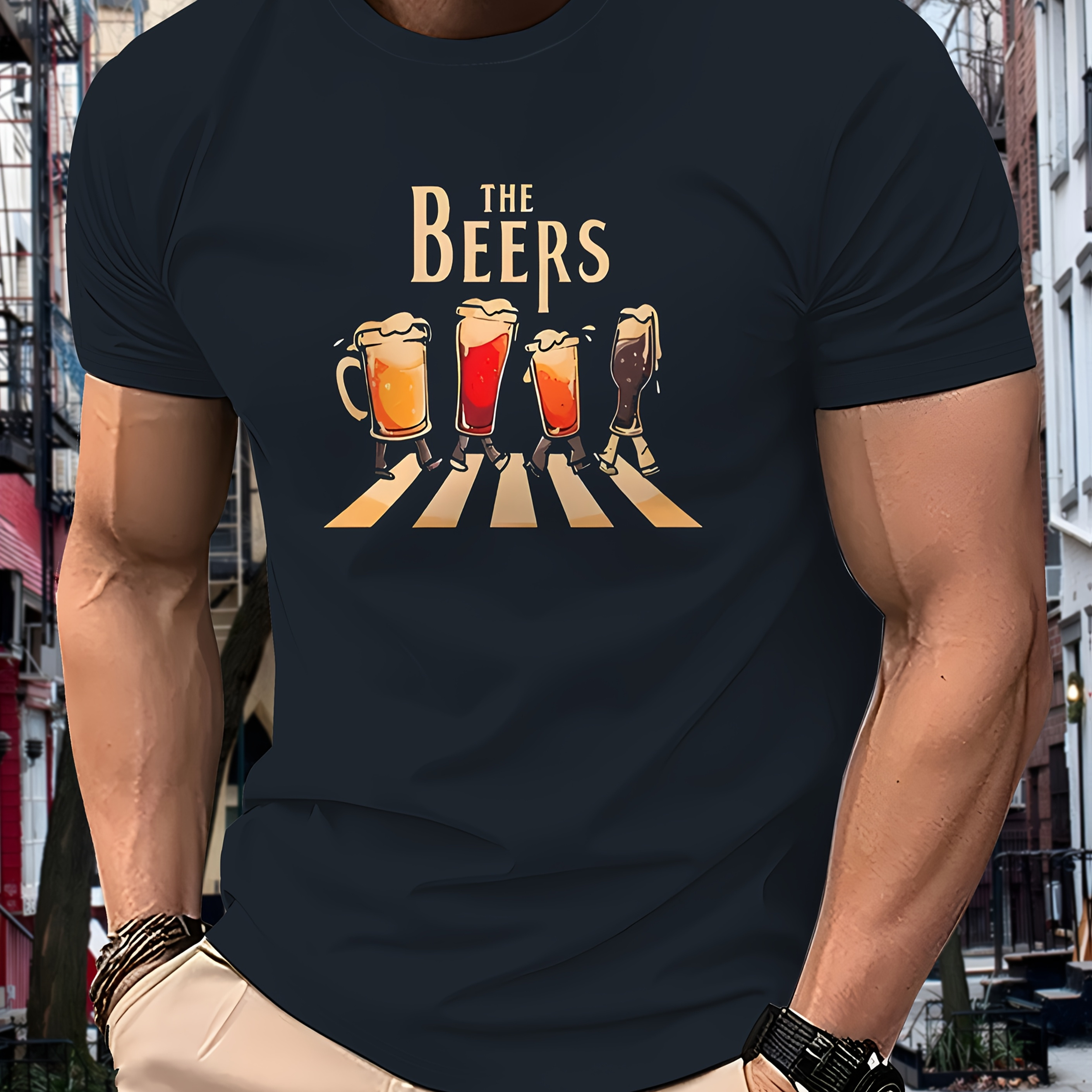 Men's Casual Beer Graphic T-Shirt