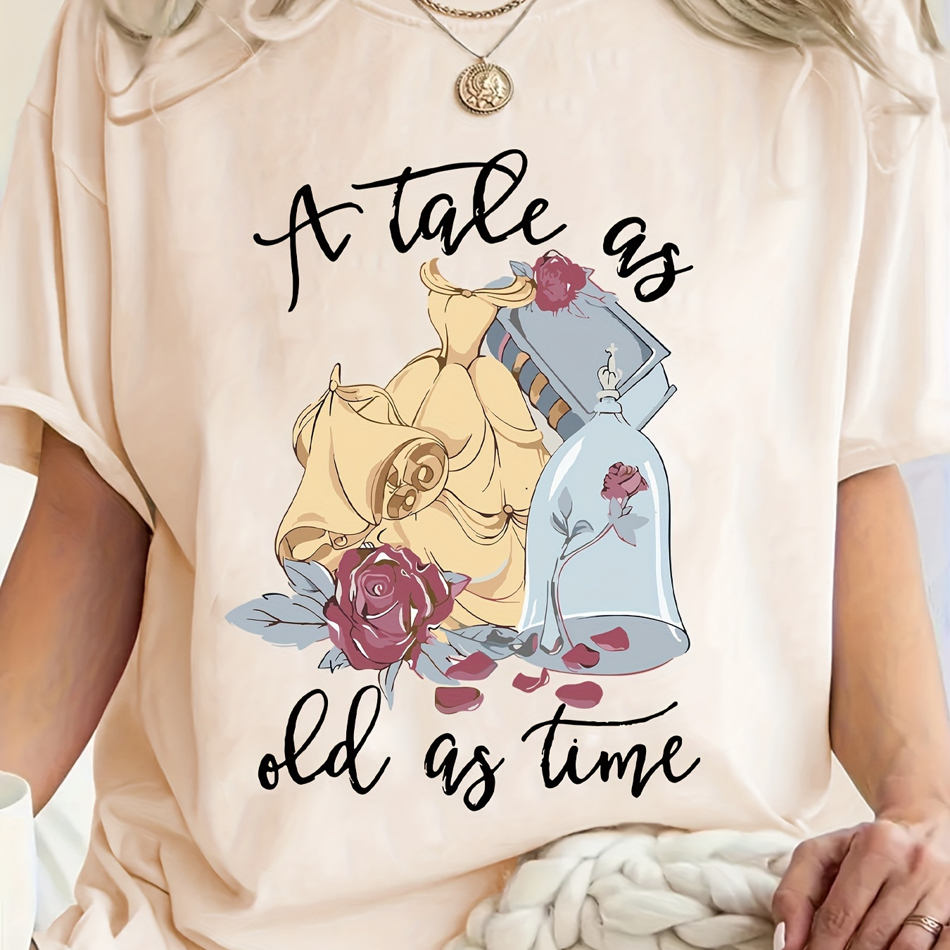 

T-shirt imprimé floral grande taille, haut décontracté à manches courtes et col rond pour le printemps et l'été, vêtements grande taille pour femmes