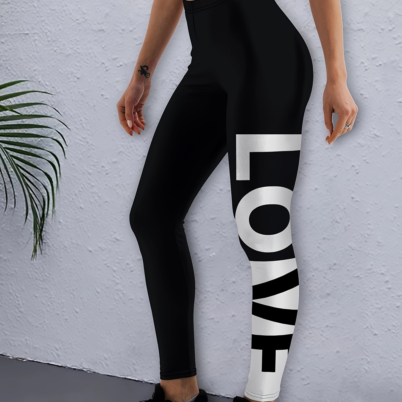 

High Waist Letter Print Yoga Leggings - Breathable And Comfortable Ankle Length Pants For Women's Activewear