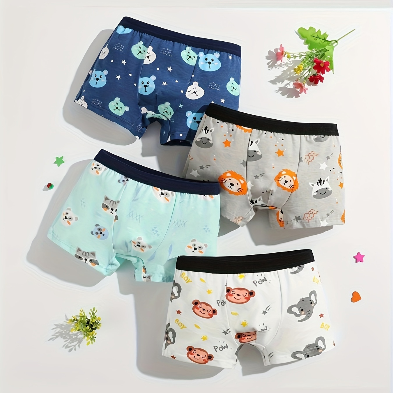 Toddler Boys Briefs Underwear Soft Breathable Cartoon Random