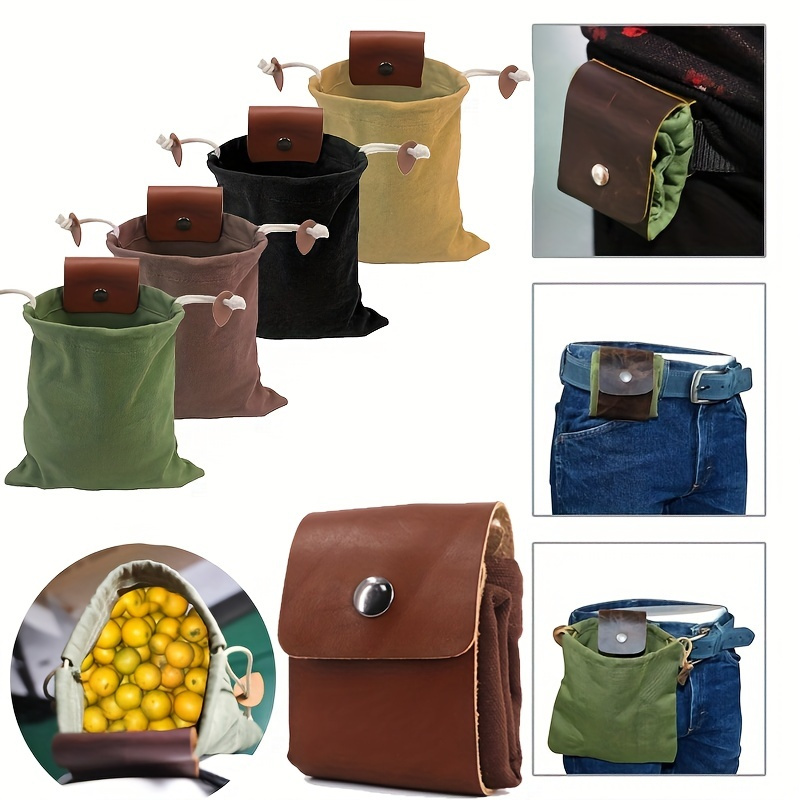 

1pc Durable Canvas Foraging Bag For Outdoor Adventures - Perfect For Mushroom, Fruit, Garden, Rock, And Seashell Collecting