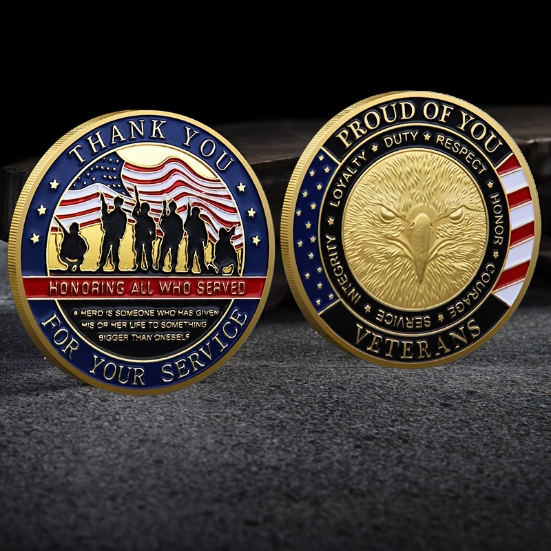 

Thank You For Your Service The Us Veteran Challenge Coin Golden/silvery Collectible Gift Honor Commemorative Coin Souvenir Coin