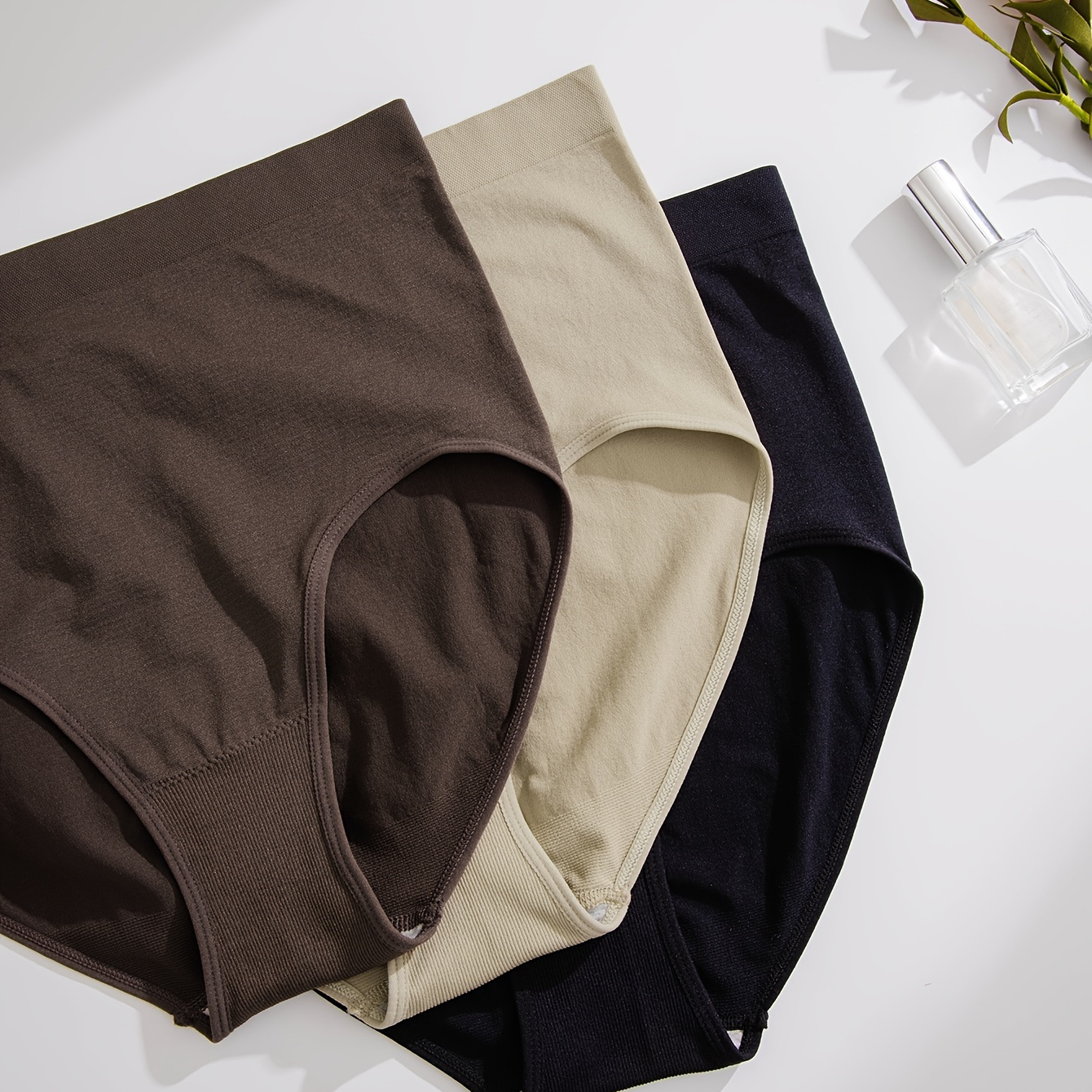 

Ensemble De 3 Culottes Simples Pour Femmes, Taille Plus, Unies, Taille Élastique Sans Couture, Douces Et Respirantes