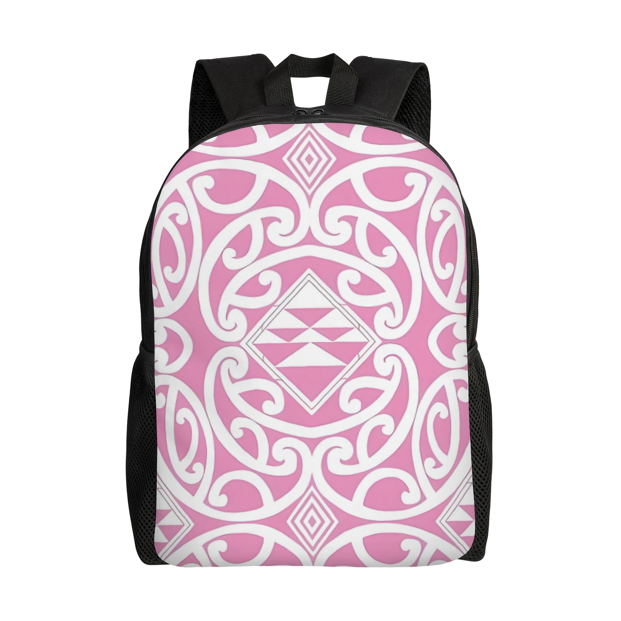 TEMU Zlienszus Pink Maori Backpack - Stylish Maori, Single-sided Layout With Relaxed Lines, Compact Suitable For, College, Travel & Daily Use,