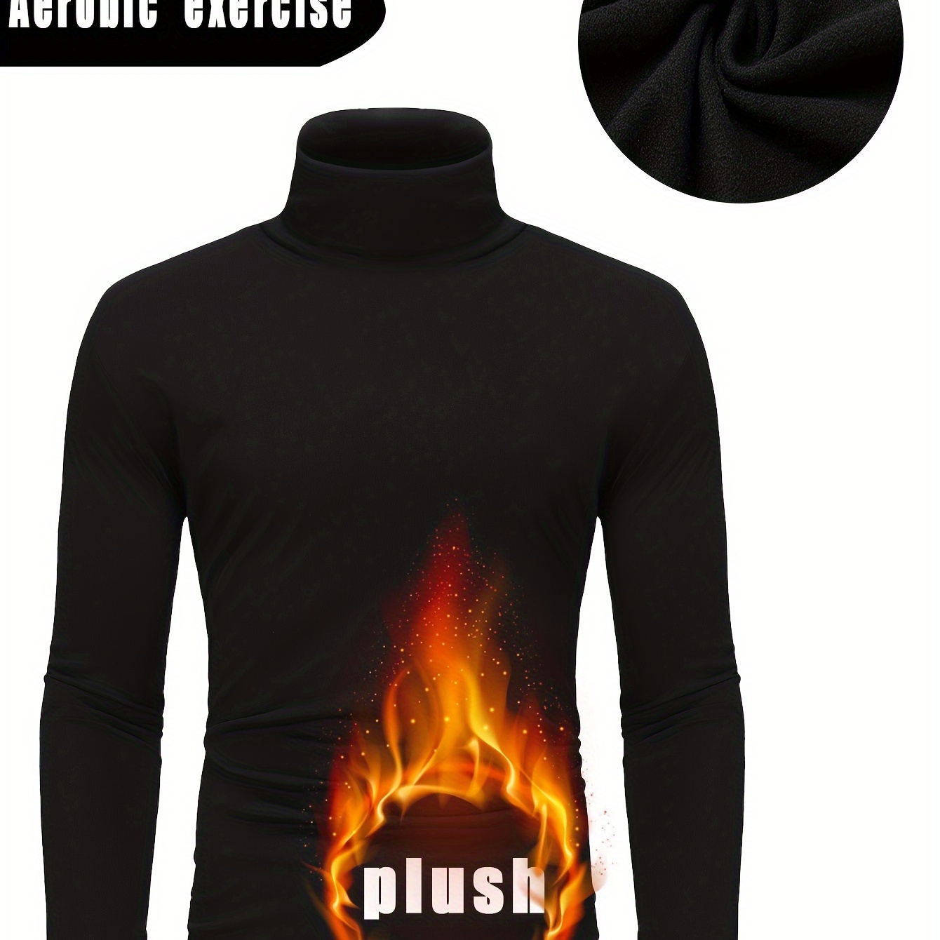 

Men's Fleece-lined Turtleneck - Breathable, Warm & Stretchy For Running, Training & Outdoor Activities