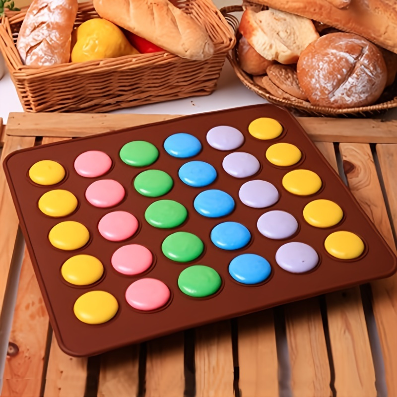 

Kitchen Silicone Macaron Pastry Oven Baking Mould Macaroon Sheet Mat 30-cavity Diy Mold Baking Mat High Temperature Resistance For Restaurant/food Truck/bakery