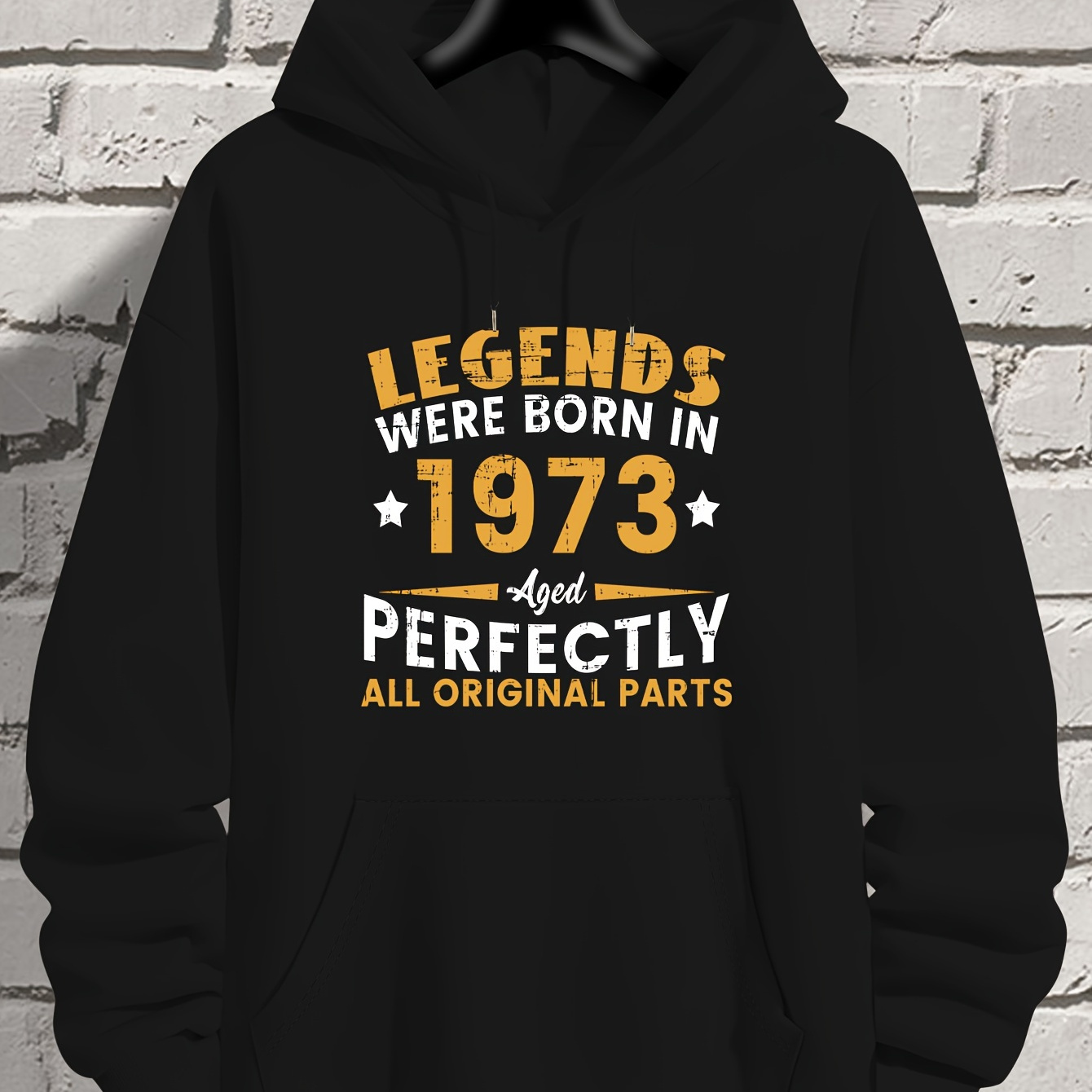 

Men's 1973 Letter Pattern Printed Hooded Sweatshirt, Casual Fashion Simple Warm Sweatshirt With Pocket