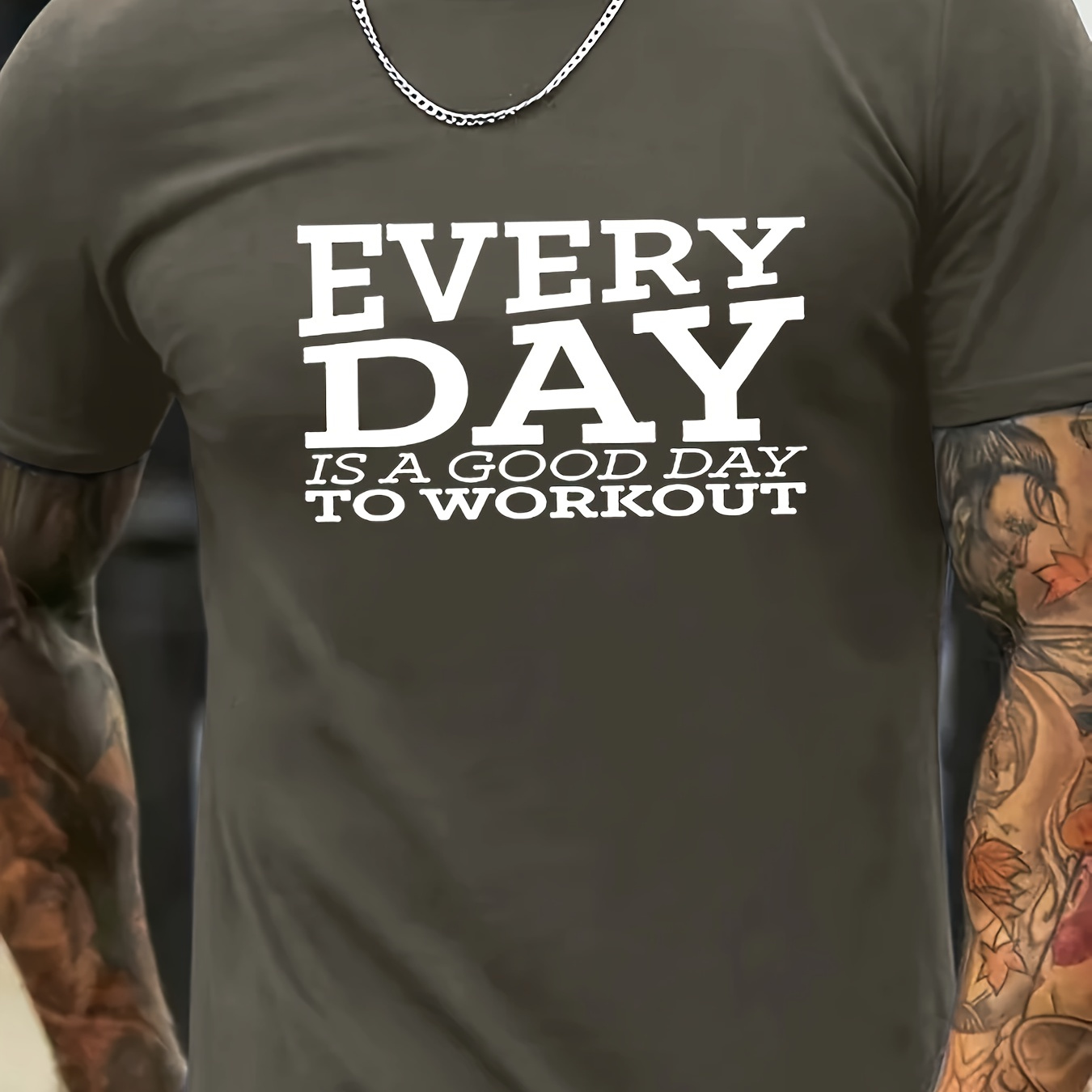 

Everyday Is A Good Day To Workout Letters Print Casual Crew Neck Short Sleeves For Men, Quick-drying Comfy Casual Summer T-shirt For Daily Wear Work Out And Vacation Resorts