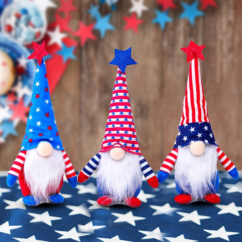 1pc, 4th Of July Independence Day Decoration Gnome Rudolph Fabric Ornament, Holiday Party Decoration Gifts