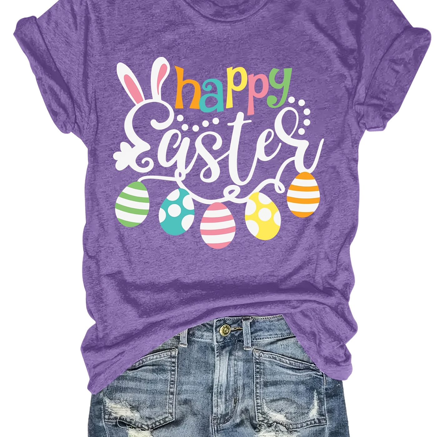 

A Women's Easter T-shirt Featuring A , With Short Sleeves And A Casual Crew Neck. Made From Soft Fabric, Suitable For Wear Throughout The Year And An Ideal Gift For Female Friends.