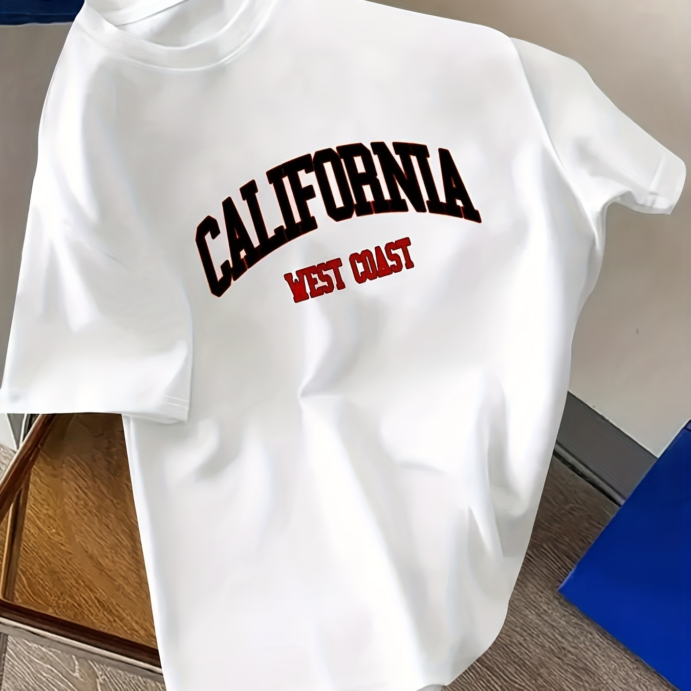 

Boys' California State Letter Print T-shirt, Casual Round Neck, Polyester, Stretch Fabric, Summer Top, Regular Fit, Youth Fashion Tee