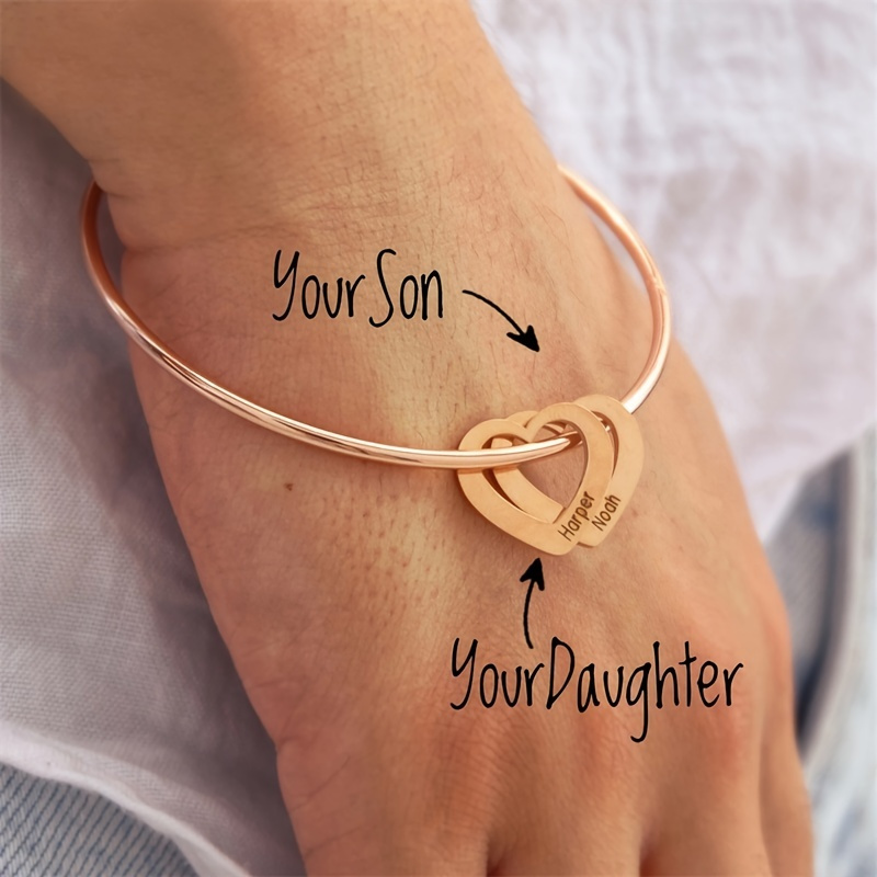 

1pc Custom Name Bracelet Personalized Jewelry Valentine's Day Gift Stainless Steel Customized Name Bracelet Love Lettering Pendant Accessories For Family Women Mom