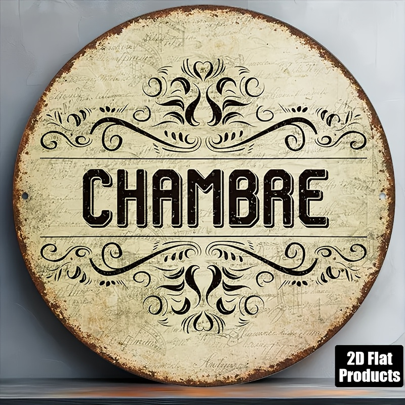 TEMU 2D Plat - 1pc 8*8In/20X20Cm Panneau Rond Plat 2D, Plaque Vintage sur le thème "Chambre", "Décoration de Chambre", Panneau Décoratif, Convient