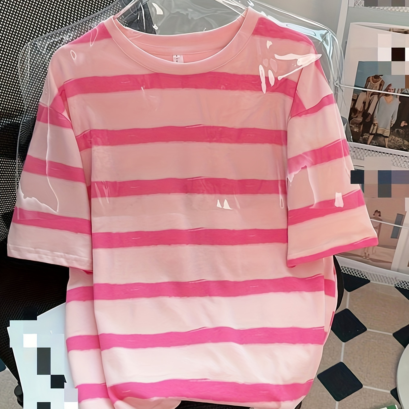 

Striped Crew Neck T-shirt, Casual Short Sleeve T-shirt For Spring & Summer, Women's Clothing