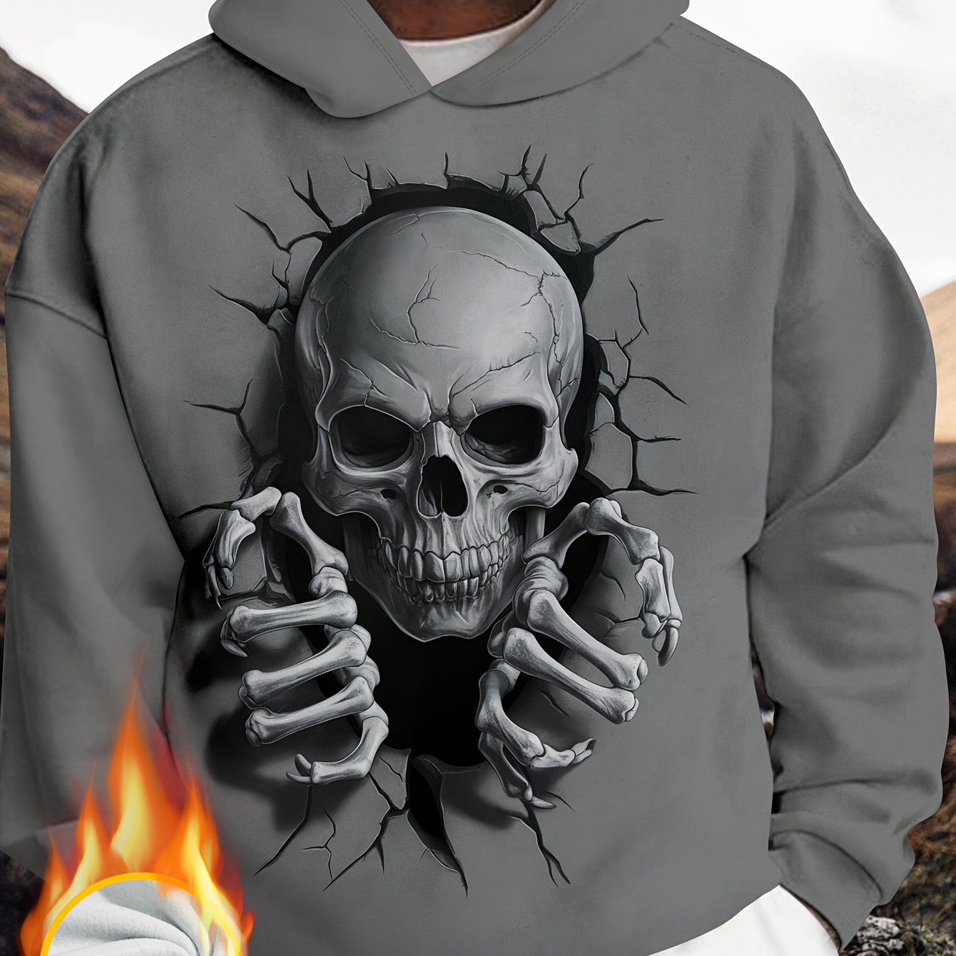 

Men's Fleece Hoodie Skull Print Pattern Men's Casual Hooded Sweatshirt Men' Sweatshirt Men's Hooded Sweatshirt Digital Printing Plus Velvet For