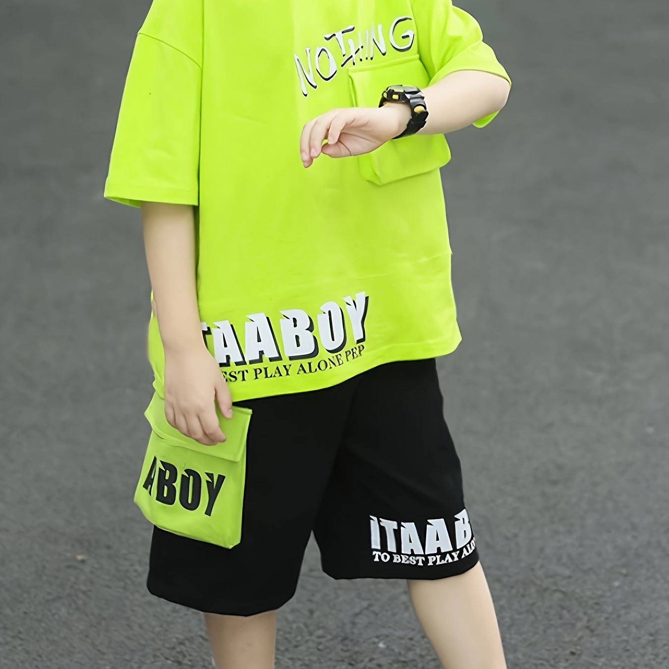 

2pcs Boy's Casual Nothing Letter Print Comfortable Versatile Flap Pocket Short Sleeve T-shirt & Shorts Set, Cool, Lightweight And Comfy Summer Clothes!