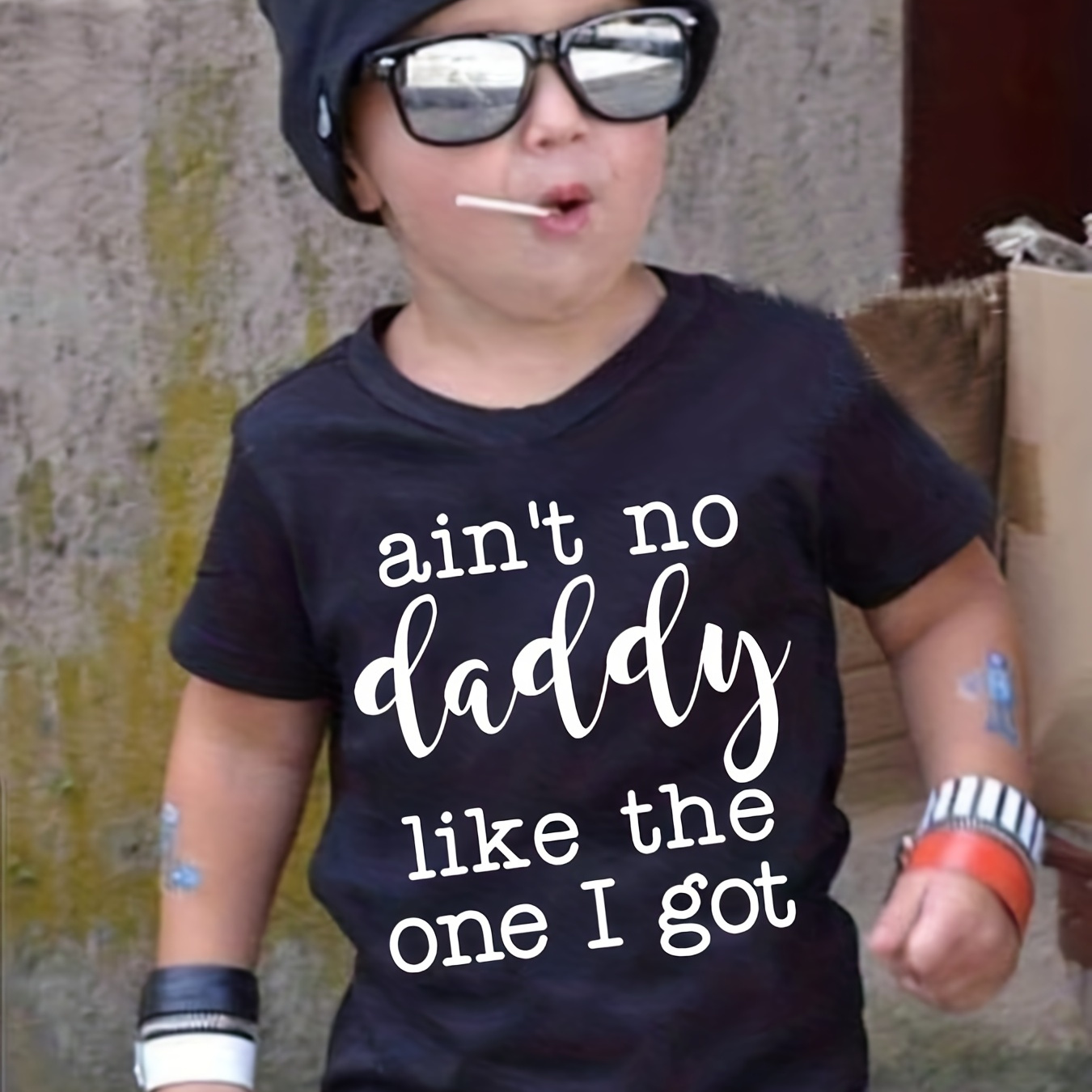 AIN'T NO DADDY LIKE THE ONE I GOT Letter Print Boys Creative T-shirt, Casual Lightweight Comfy Short Sleeve Tee Tops, Kids Clothings For Summer