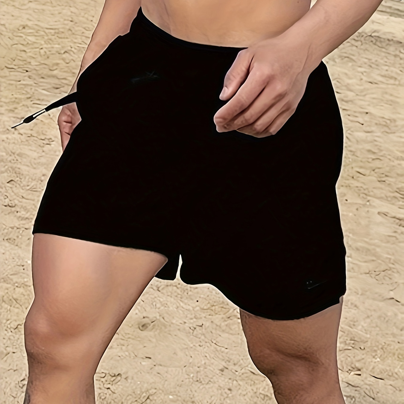 

Men's Cotton Solid Color Drawstring Shorts, Casual Comfy Shorts For Fitness