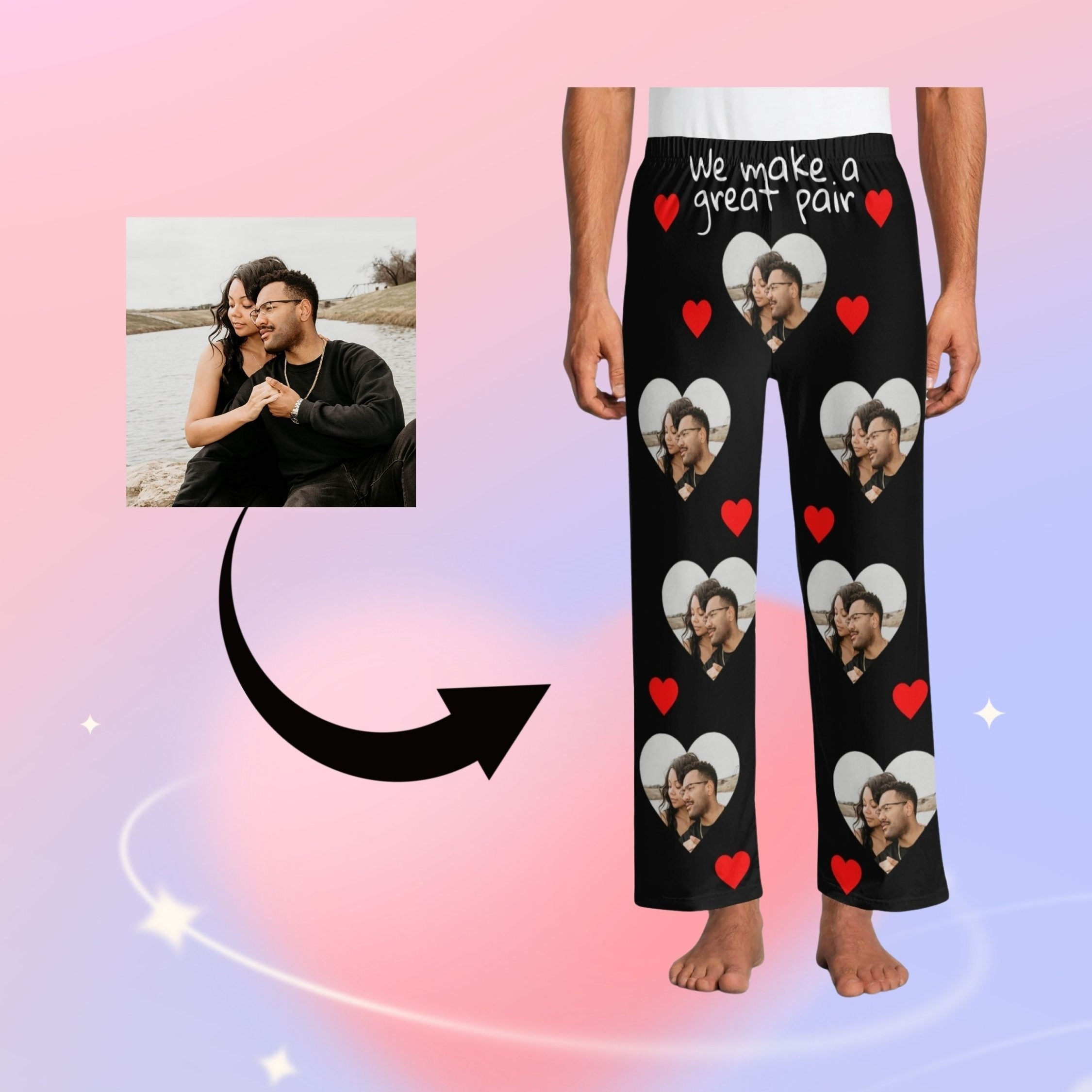 

Men's Face Print Pants With Personal Photo Customization, Comfy & Loose Pants Lounge Wear For Summer Daily Wearing