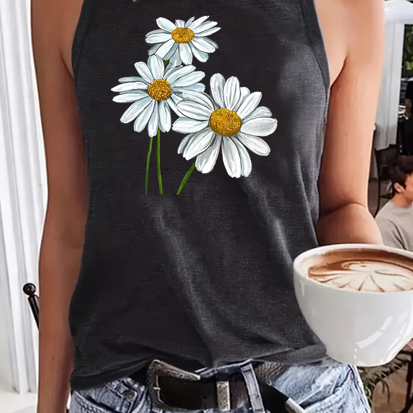 

Floral Print Crew Neck Tank Top, Casual Sleeveless Top For Spring & Summer, Women's Clothing