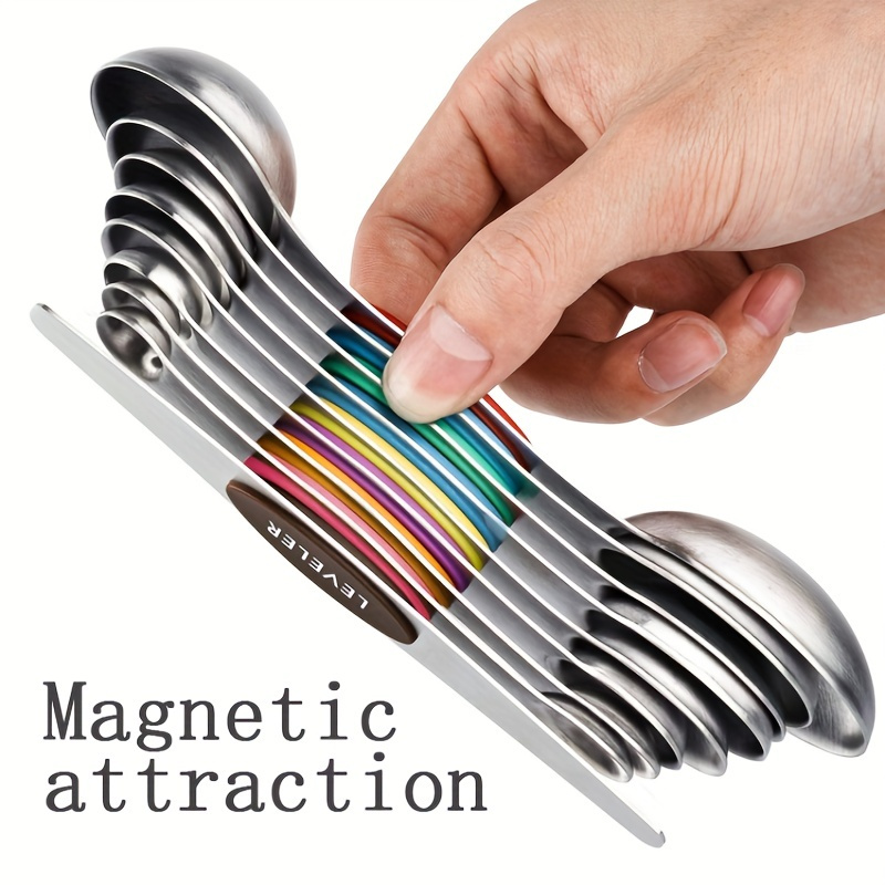 Magnetic Stainless Steel Measuring Spoons with Leveler - The Peppermill