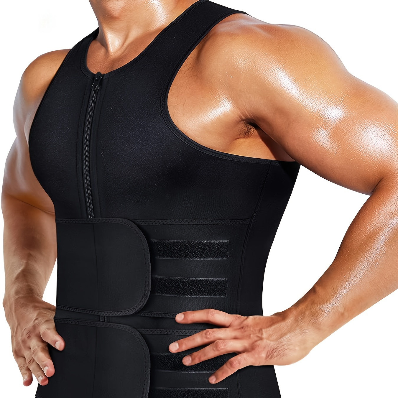 Men Adomen Belly Firm Tummy Control Sport Tank Top Body Shaper Zip Slimming  Vest