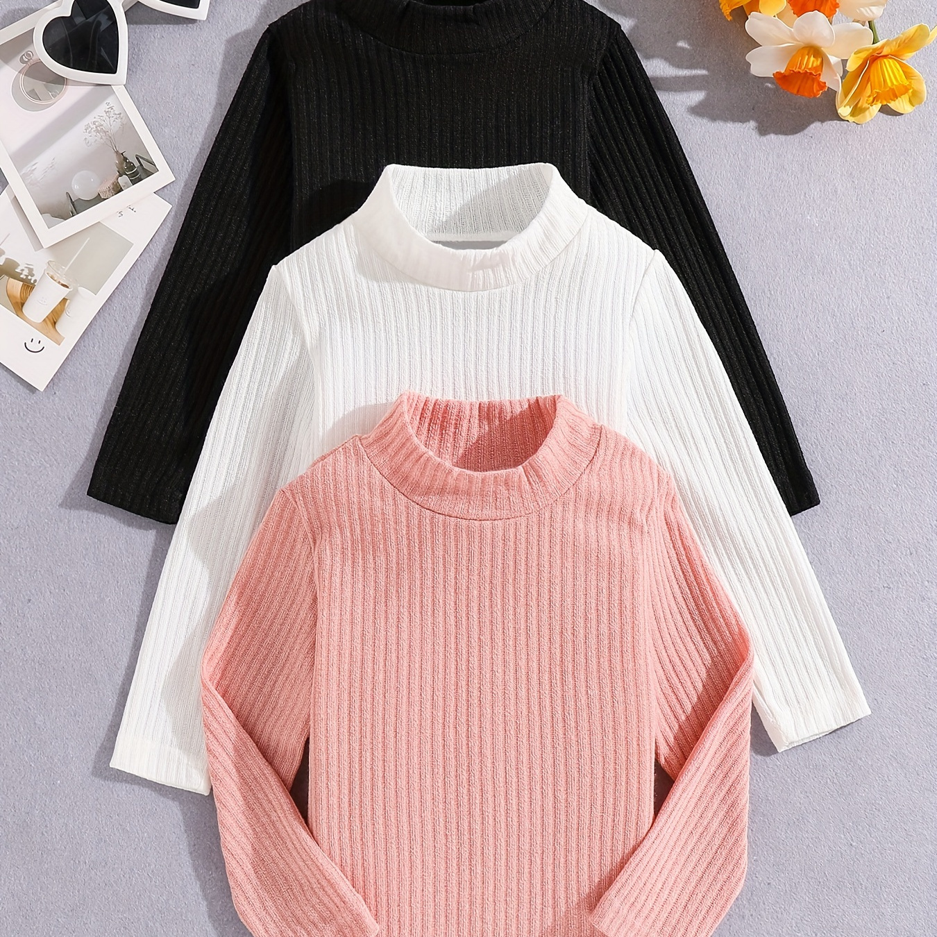 

' 3pcs Striped Knit - & , Long , Washable - Pullover Sweaters For /fall