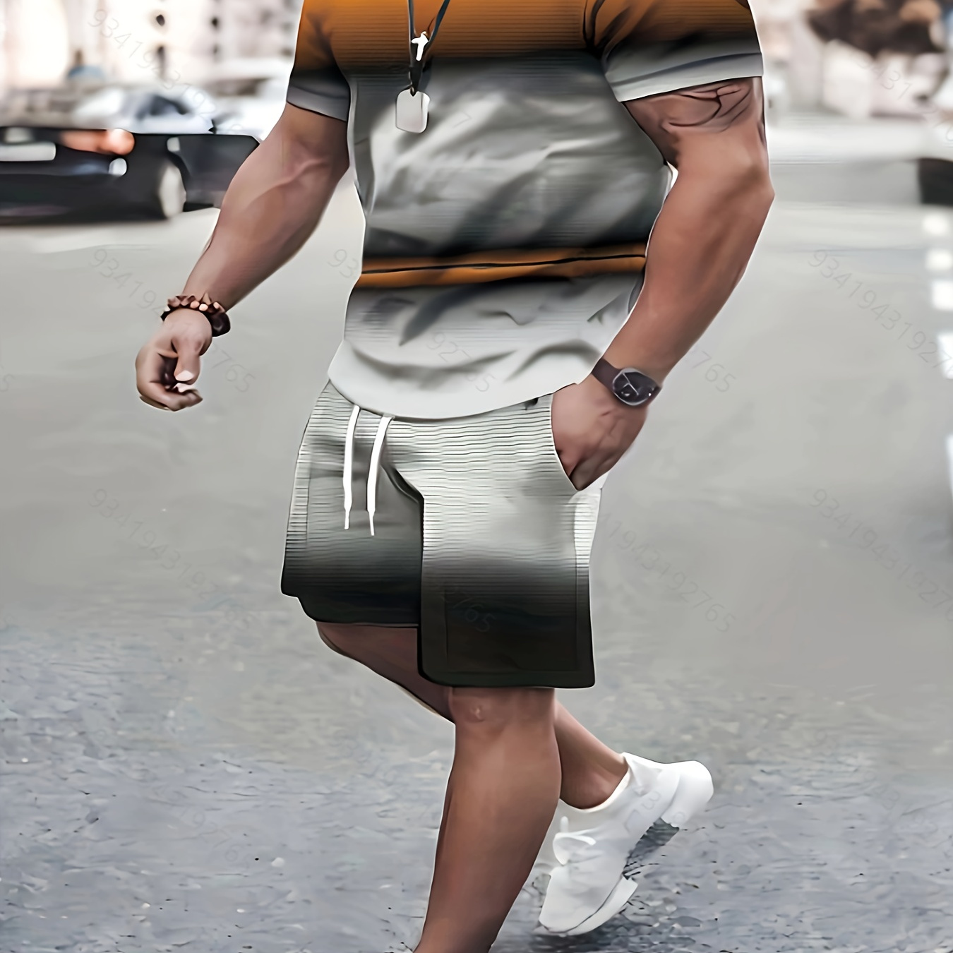 

Ombre Men's 2pcs Outfits, Casual Crew Neck Short Sleeve T-shirt And Drawstring Shorts Set For Summer, Men's Clothing