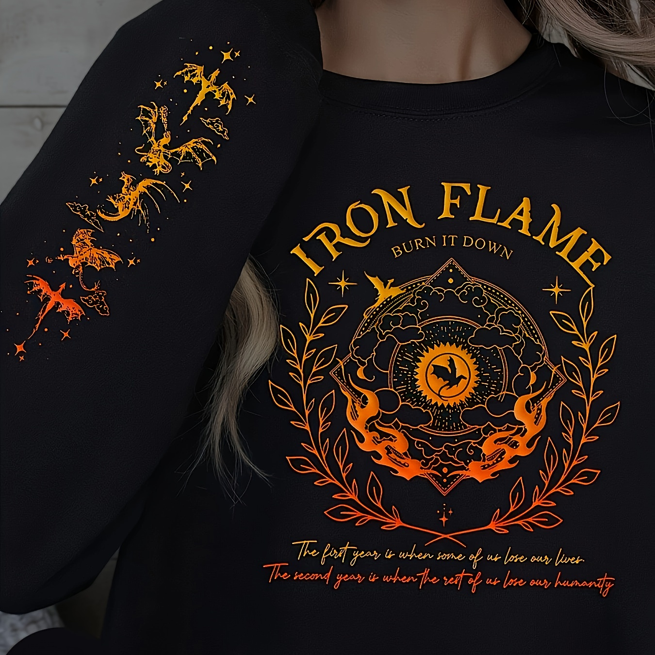 

Women' Long Sleeve Sweatshirt, Polyester, Vintage Style, Crew Neck, Iron Rider Graphic, , Knit Fabric