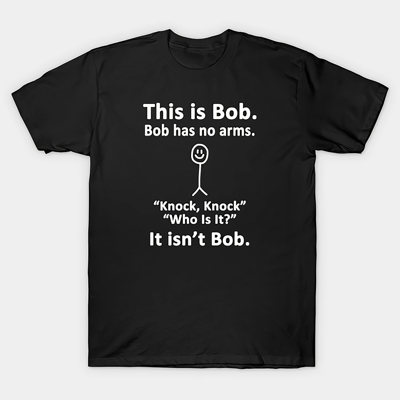 

Funny "this Is Bob" Black T-shirt, Casual Style, Graphic Tee With Knock Knock Joke, Short Sleeve, Unisex, Cotton Material, Comfortable Fit, Sizes S-xxl, Novelty Apparel