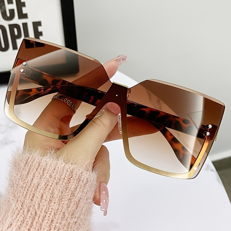 Long Keeper Retro Oversized Square Sunglasses - Women Men Vintage Classic  Metal Frame Flat Lens Glasses UV400 Protection