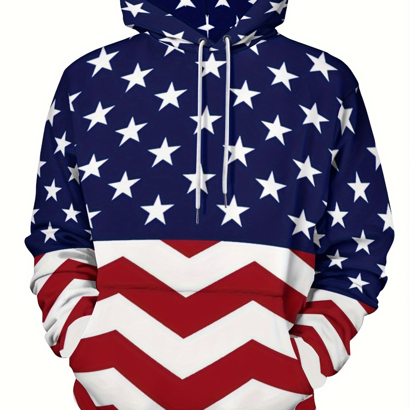 

Stars & Stripes Print Hoodie, Cool Hoodies For Men, Men's Casual Graphic Design Pullover Hooded Sweatshirt With Kangaroo Pocket Streetwear For Winter Fall, As Gifts